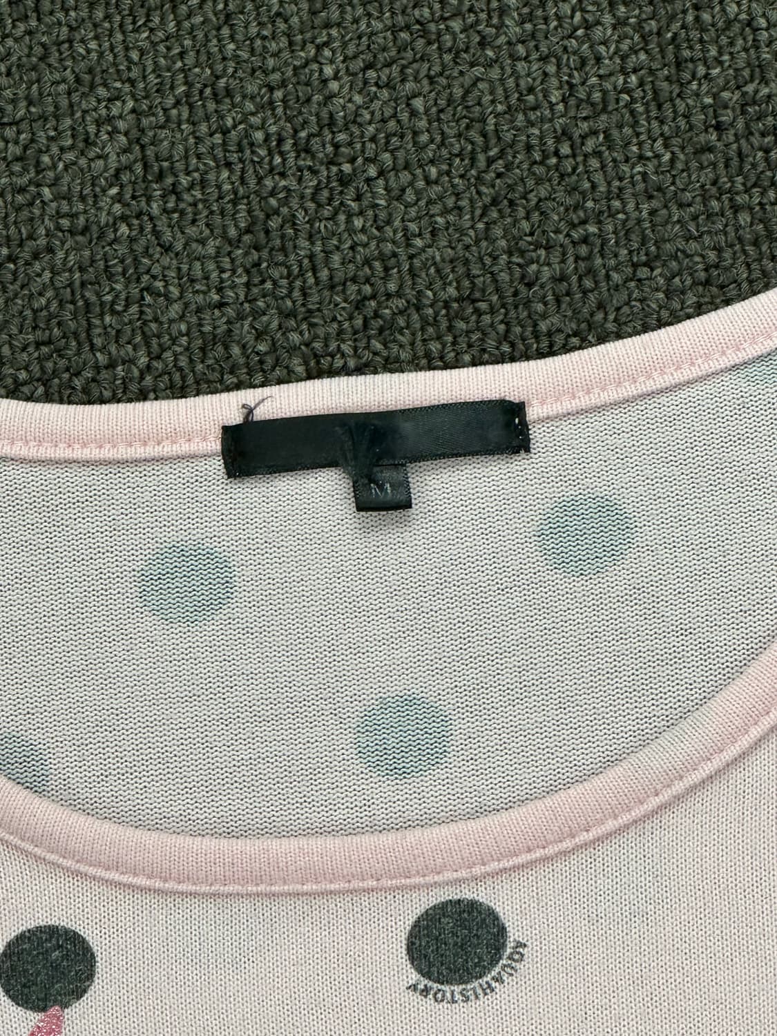 M)Japanese vintage 여성 블랙 도트 핑크 레터링 롱슬리브 상품이미지3