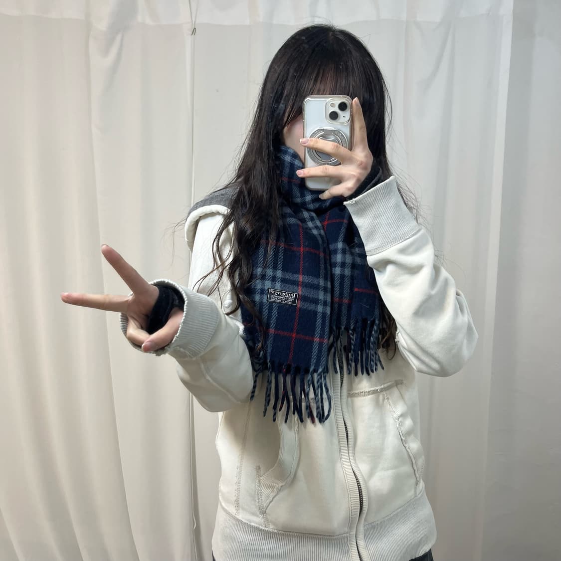 Burberry Navy Lambswool Muffler 상품이미지2