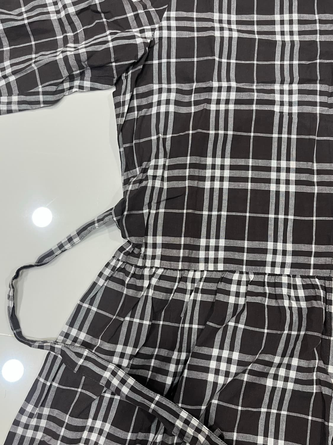 빈티지 브라운 체크 레이어드 셔츠 원피스 상품이미지5