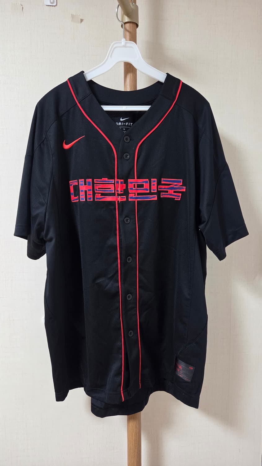 나이키 코리아 베이스볼 숏슬리브 저지 블랙 글로벌 레드 상품이미지1