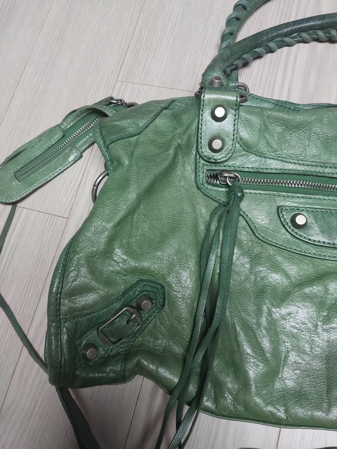 Jolie Femme 빈티지 레더 그린 투웨이백 상품이미지3