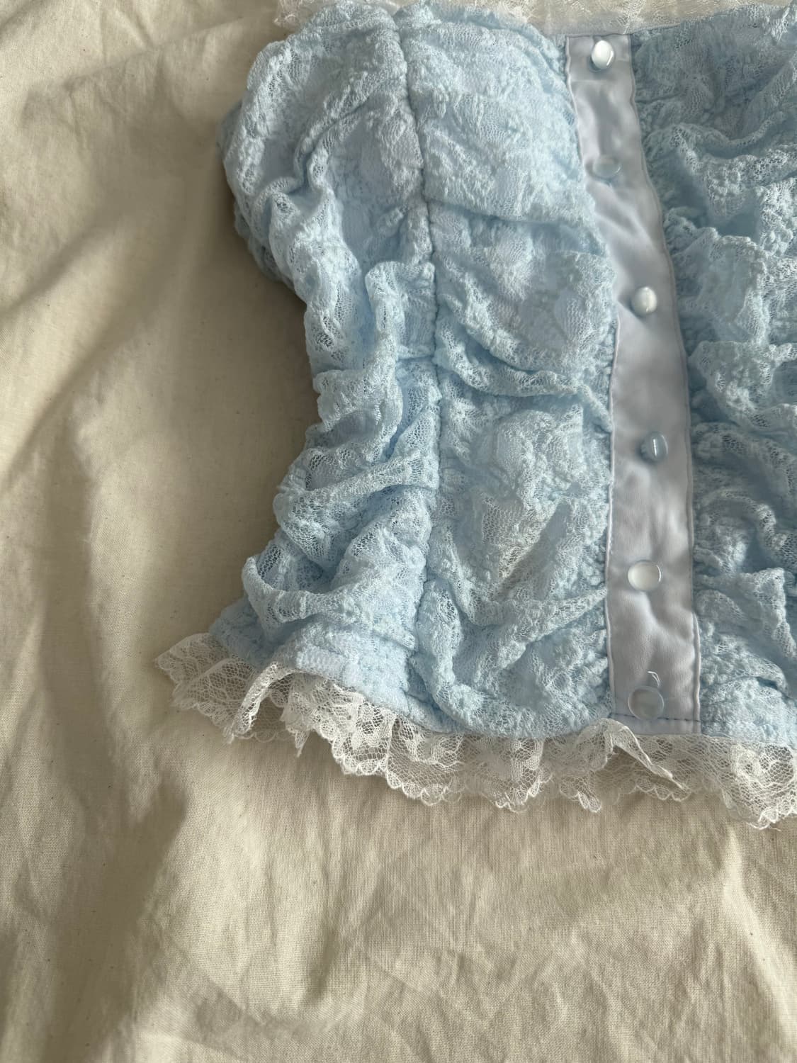 스카이블루 페어리 러블리 레이스 셔링 슬리브리스 상품이미지4