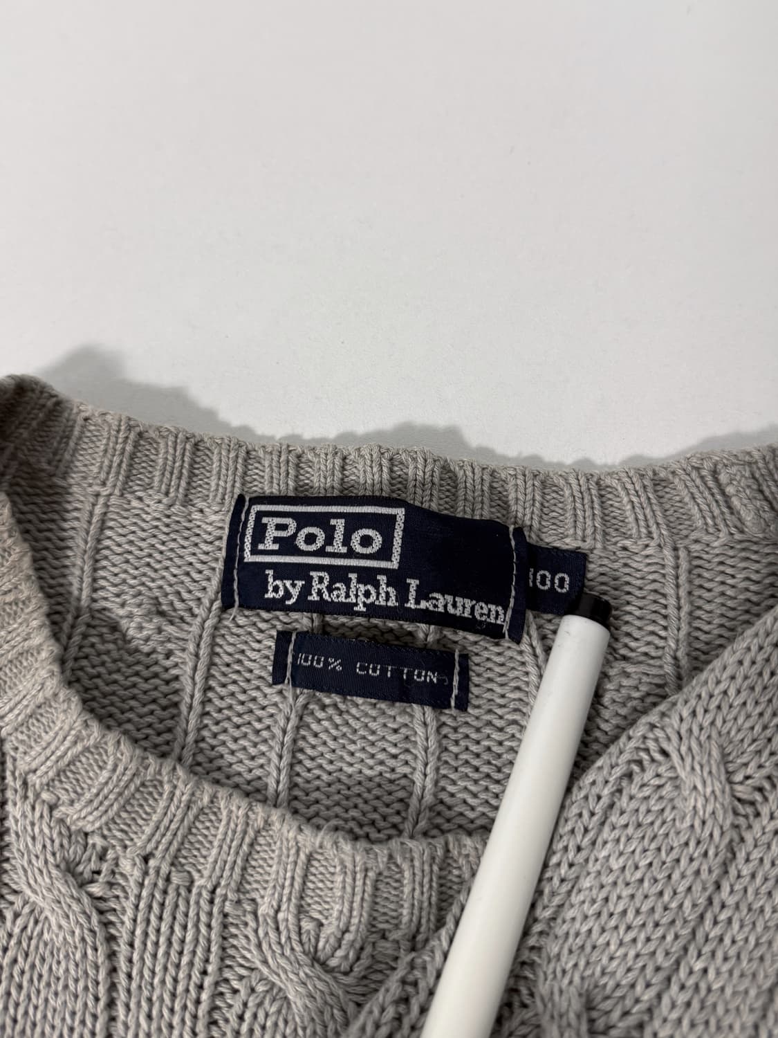 폴로 랄프로렌 90‘s 루즈핏 그레이 코튼 꽈배기 니트 상품이미지5