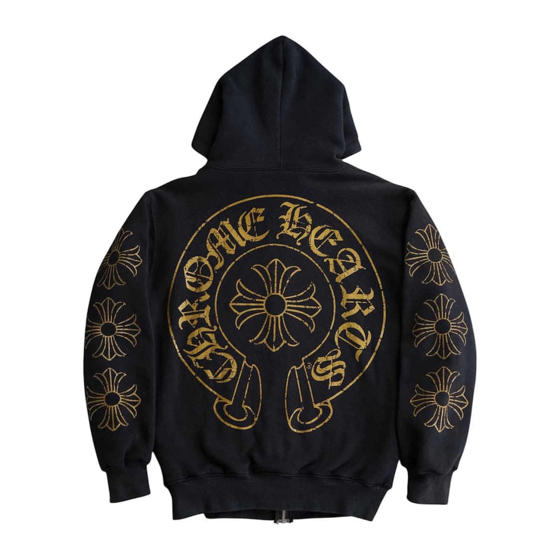 빈티지 크롬하츠 크랙 프린팅 써멀 후드집업 옐로우  상품이미지2