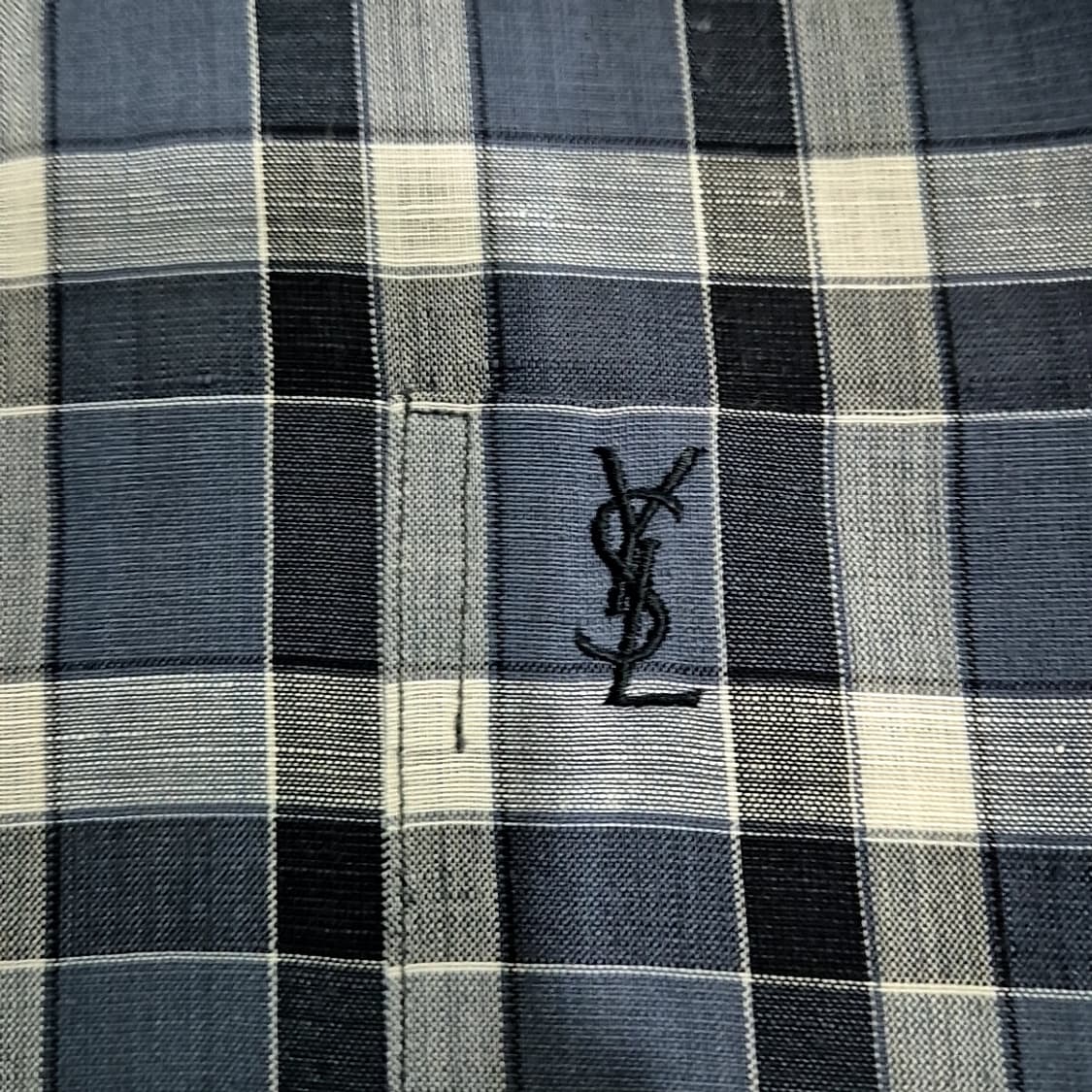 입생로랑 YSL 린넨 체크 셔츠 상품이미지3