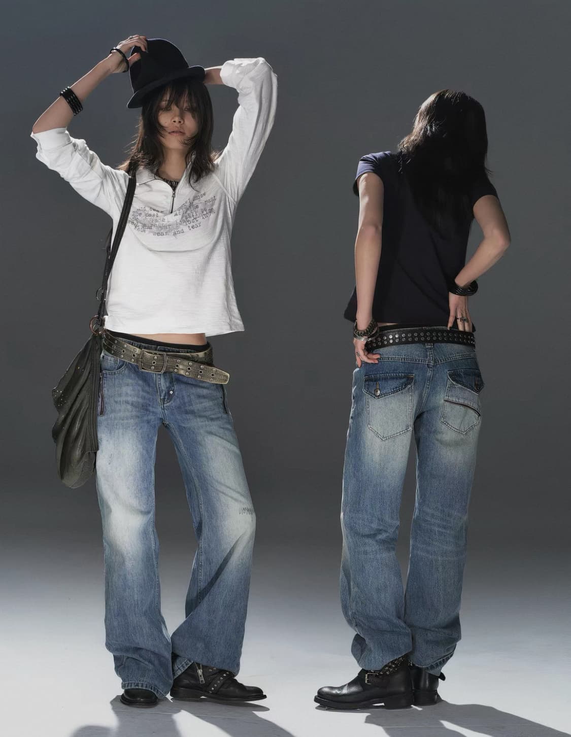 wearAndtear 더블 지퍼 워싱 포켓 로우데님팬츠 M 상품이미지2