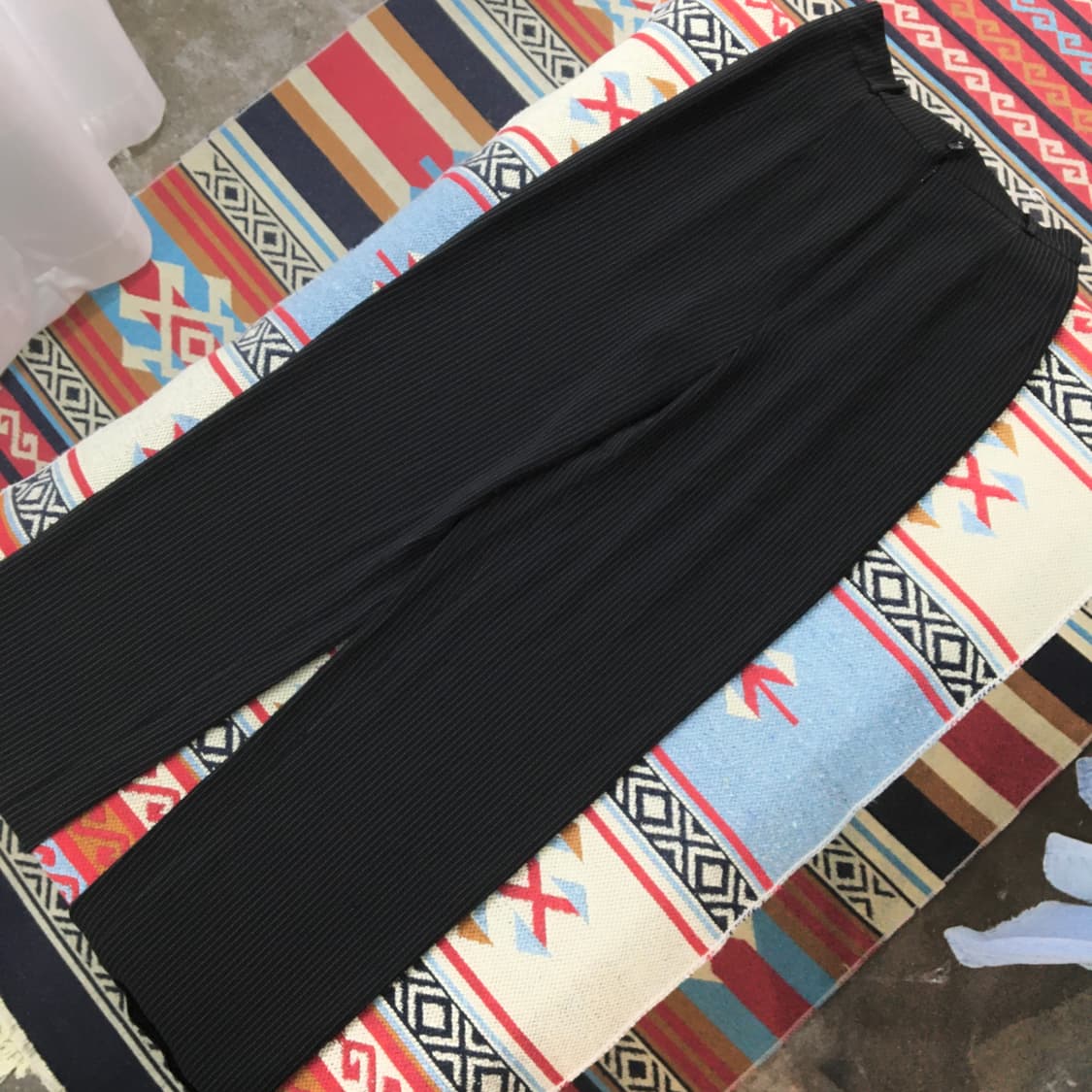 Japan vtg 빈티지 블랙 스트라이프 쉬폰 슬랙스 허리 27 28 상품이미지2