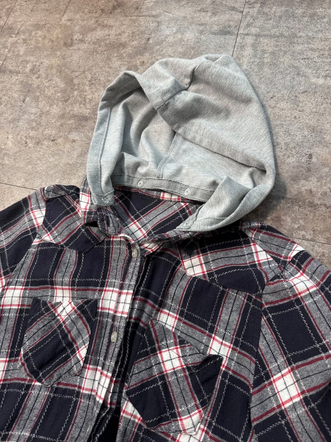 플라워 자수 슬리브 후드 셔츠 원피스 상품이미지8