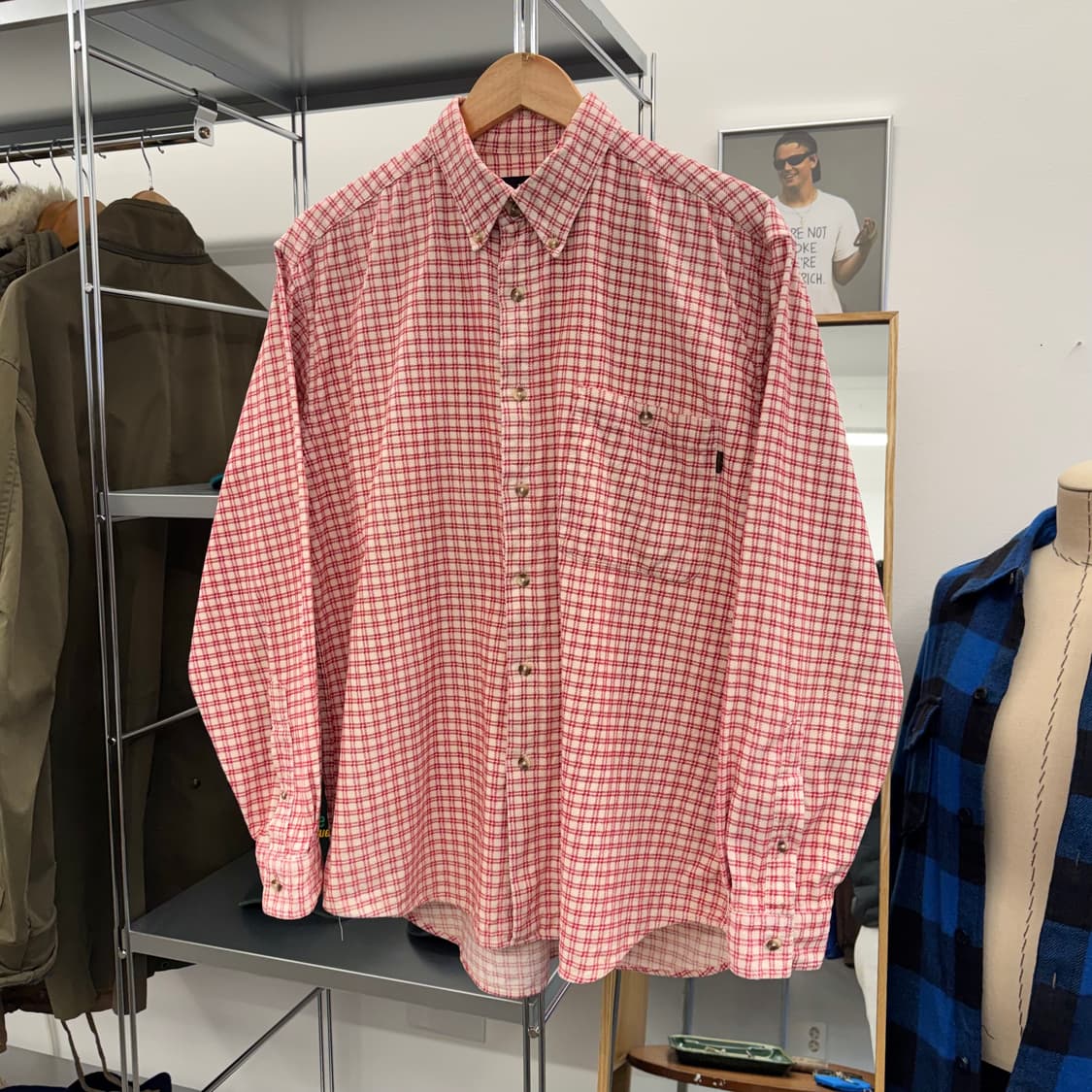 80s 밥슨 Bobson 깅엄 체크 플란넬 셔츠 made in JAPAN 상품이미지1