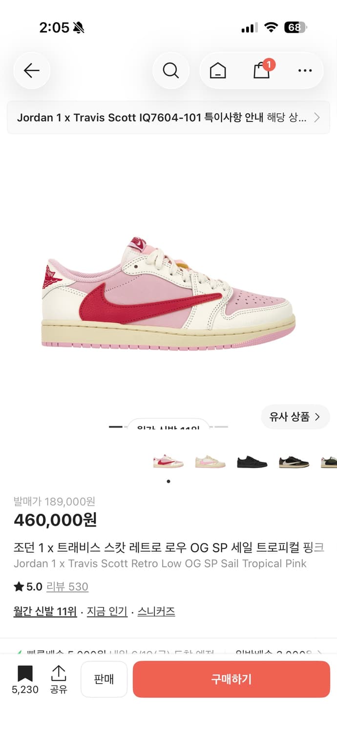 나이키 조던 스캇 트로피칼 핑크 270 상품이미지1