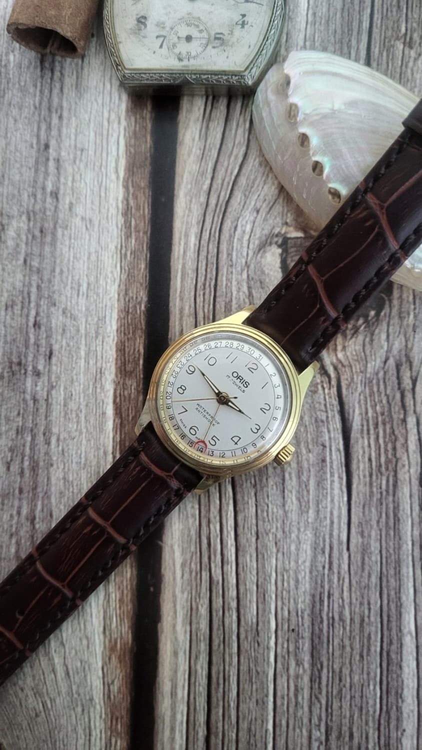 정품 빈티지 오리스 포인터 데이트 빅크라운 수동 시계 상품이미지5