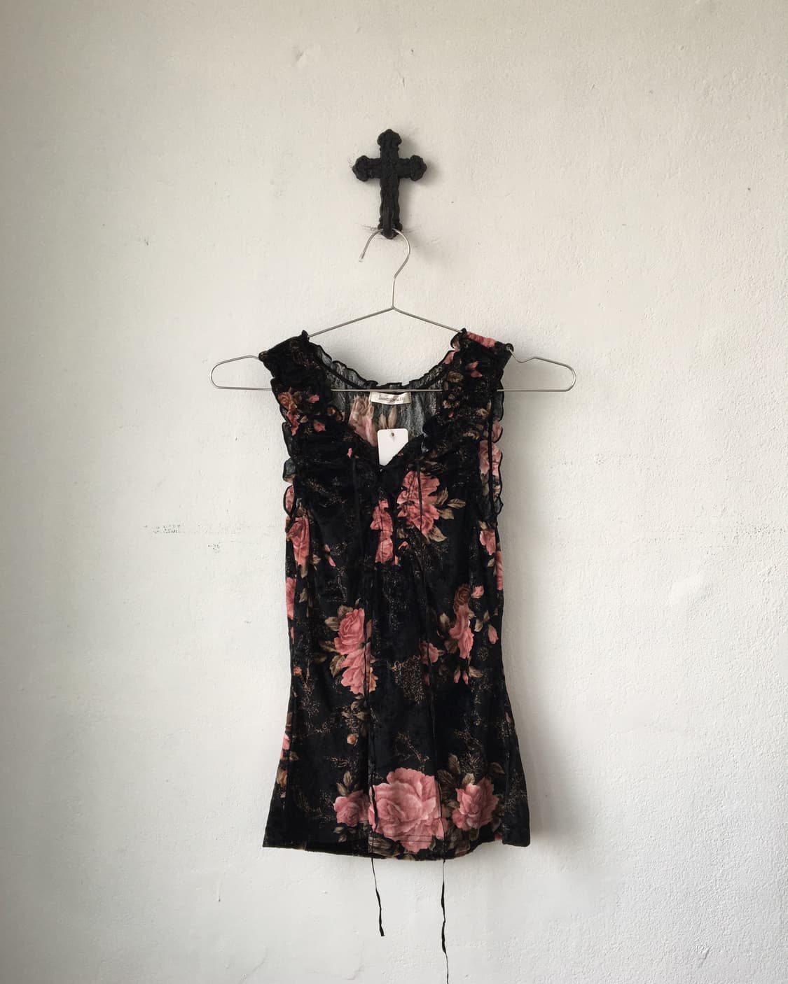 Flower pattern velvet sleeveless 상품이미지2