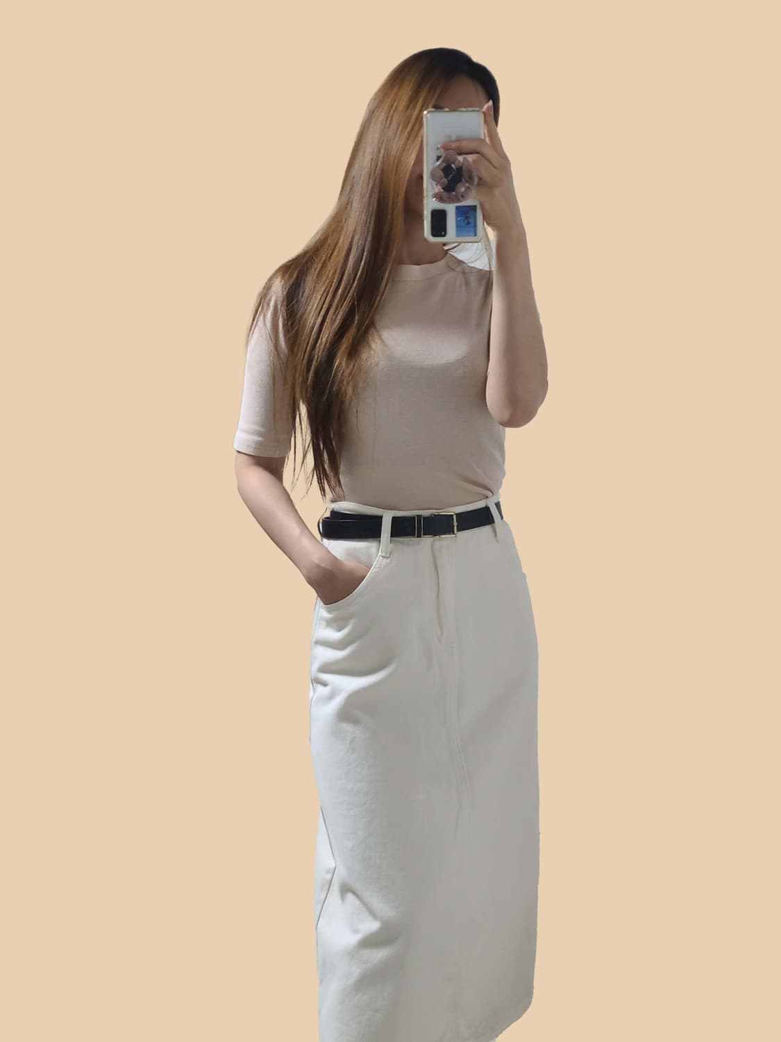 아이보리 데님 롱 스커트 상품이미지9