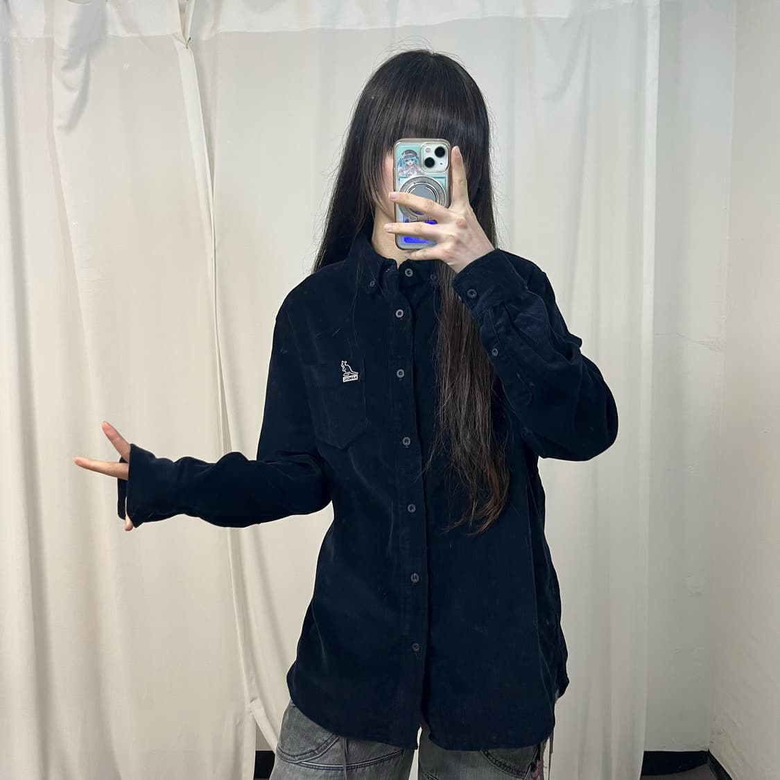 Kangol navy corduroy shirt  상품이미지2