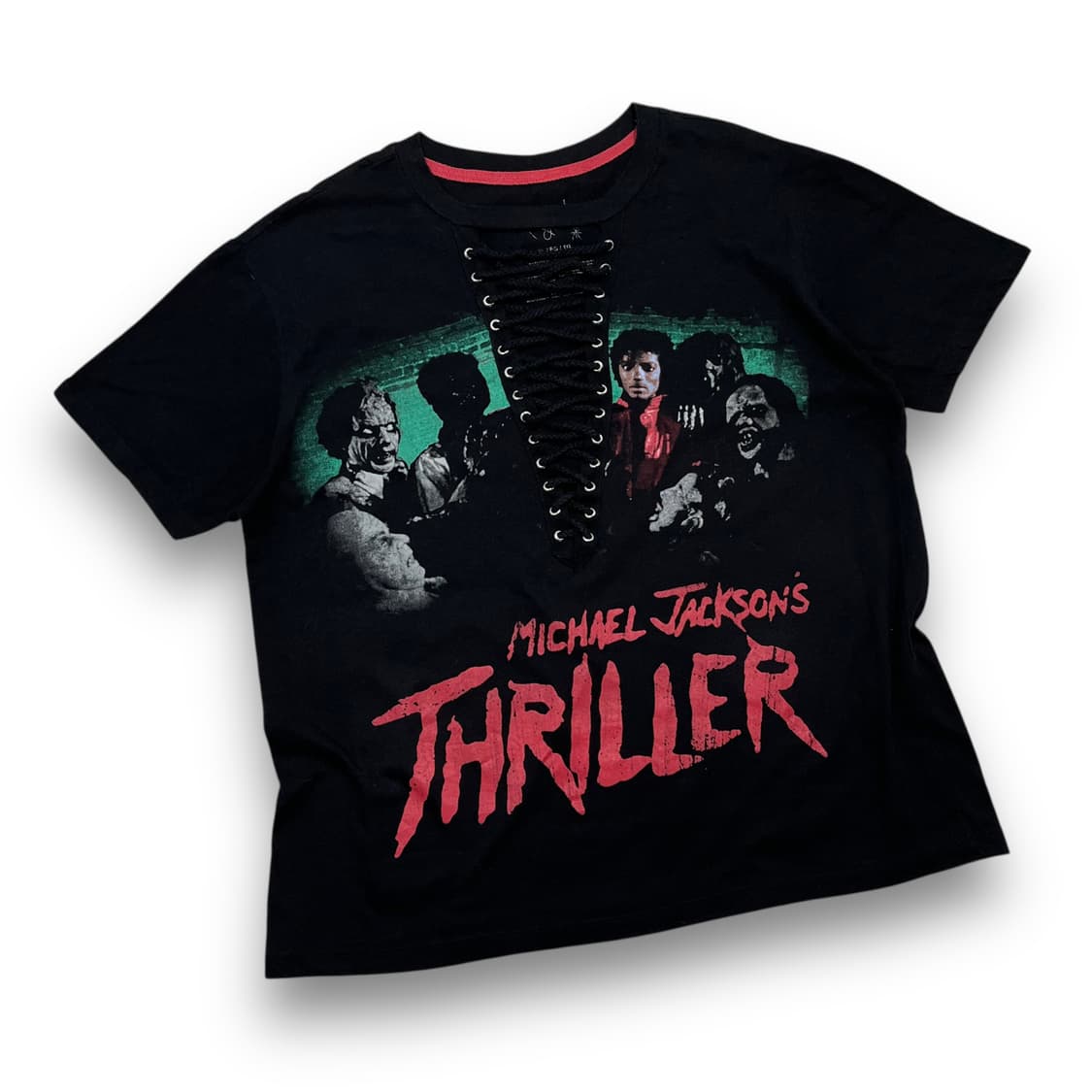 마이클 잭슨 THRILLER 스트랩 다크 빈티지 반팔 티셔츠 상품이미지1