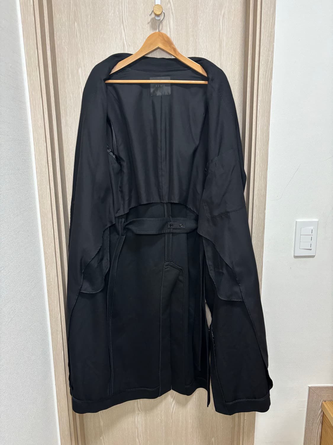 타임옴므 울블렌드 오버핏 벨티드 롱코트95~100/블랙 상품이미지3