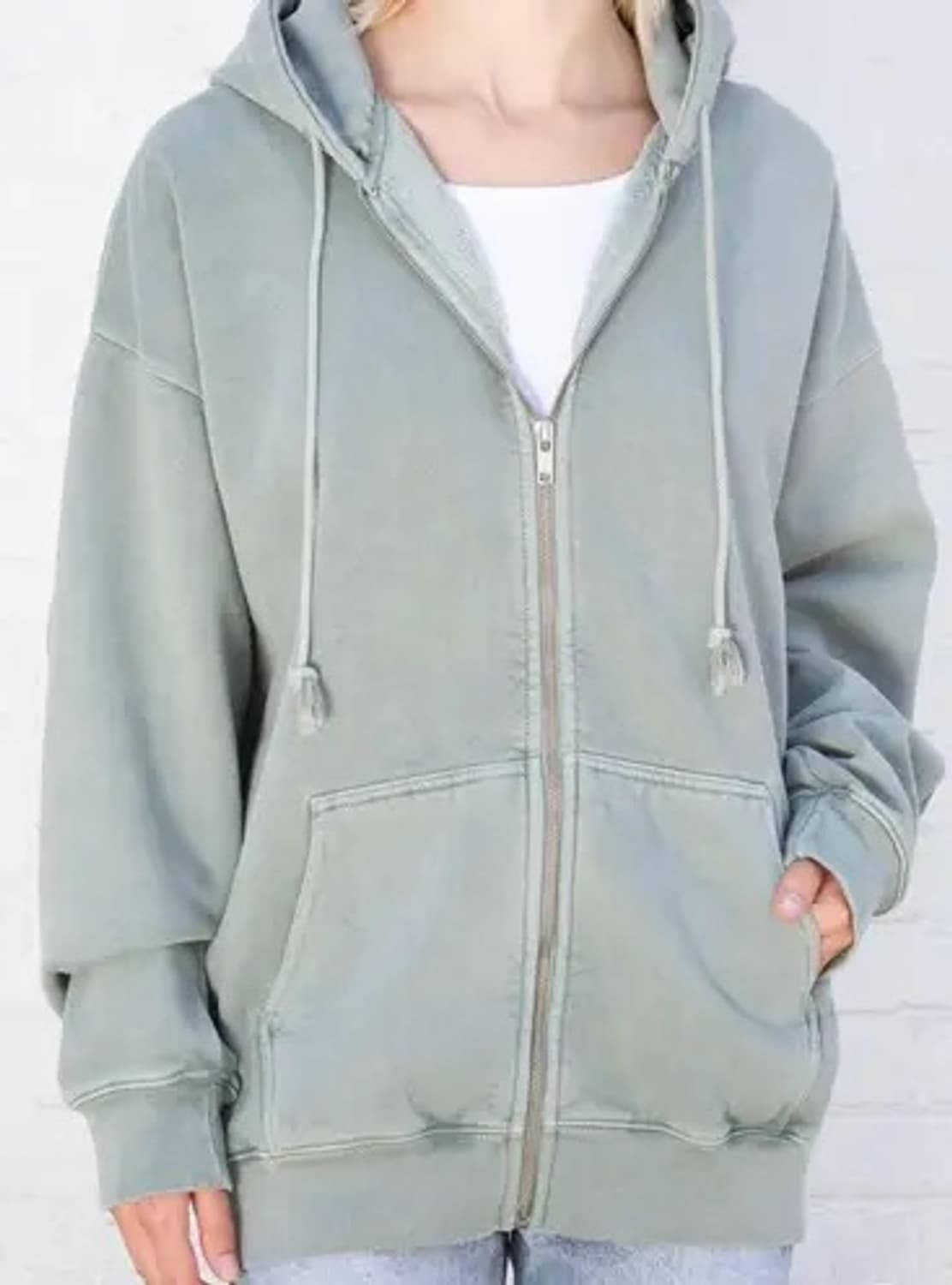 브랜디멜빌 후드집업 오버사이즈 세이지 그린 워싱 상품이미지1