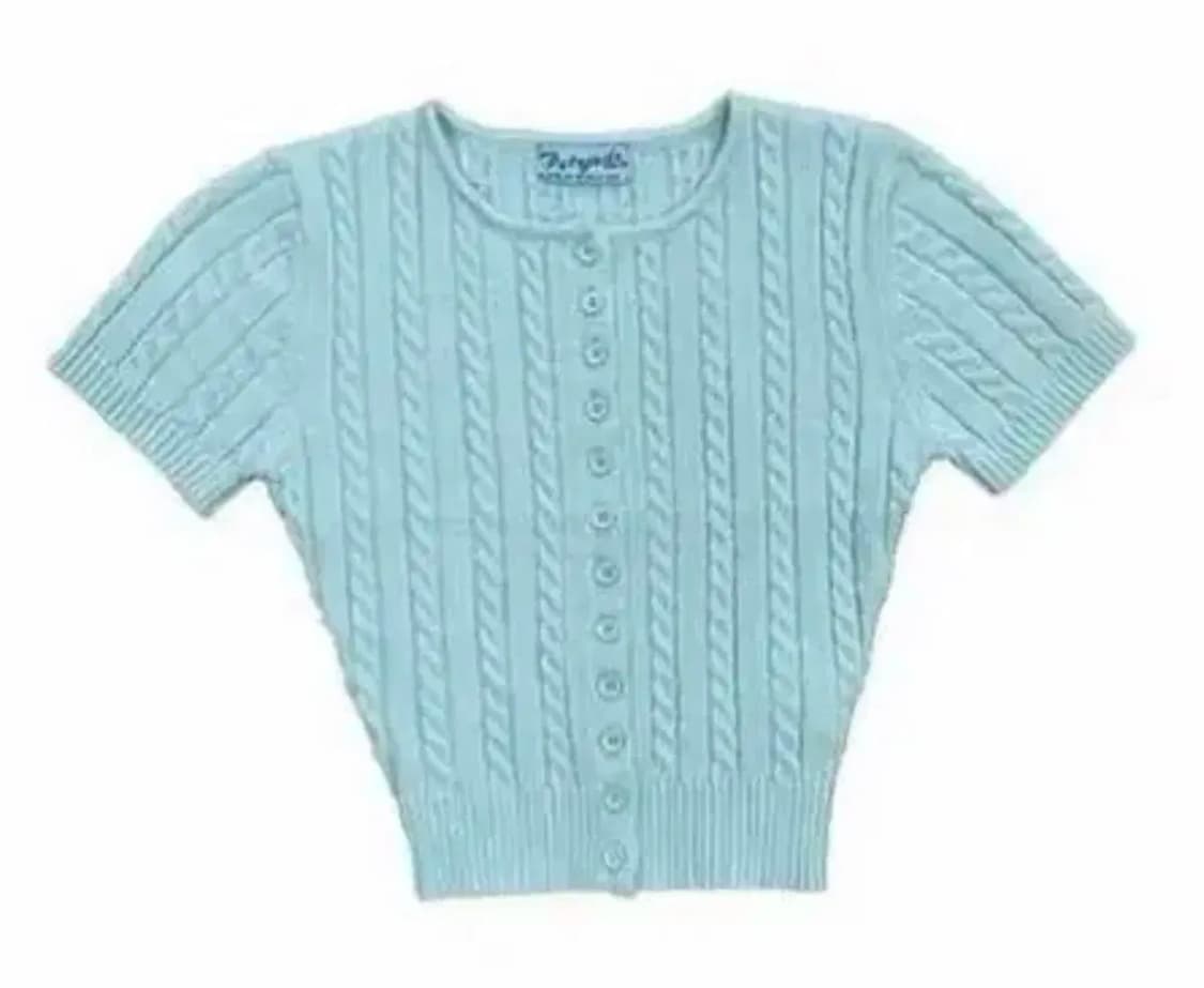 페일제이드 트위스트 가디건, 트위스트 반팔 가디건 민트 상품이미지2