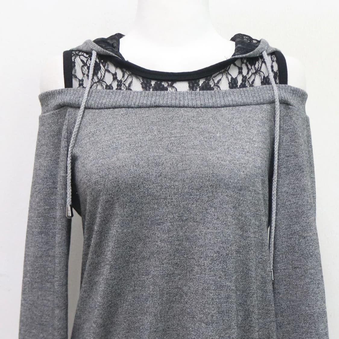 레이어드 오프숄더 후드 티셔츠 67008 상품이미지3