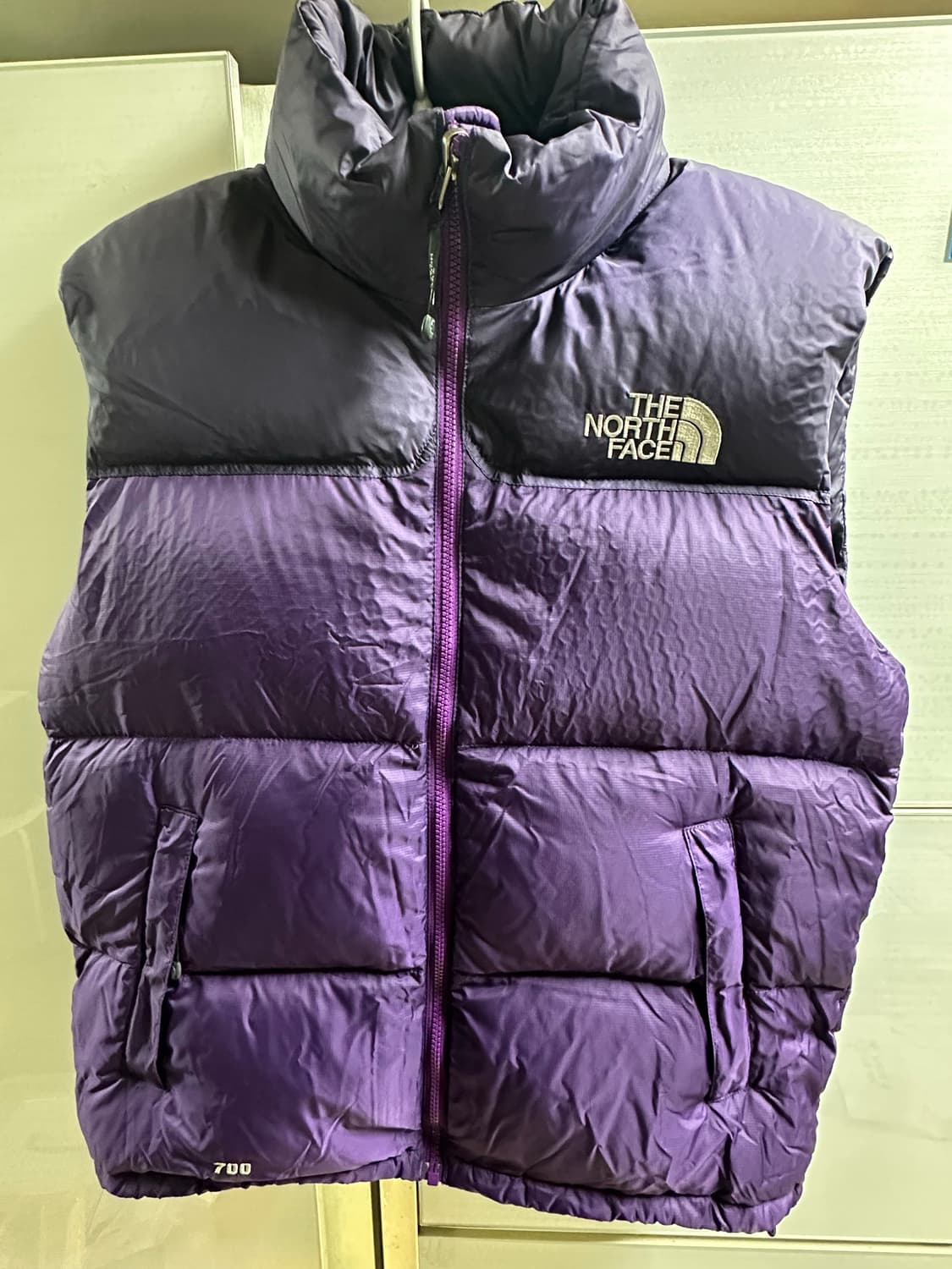 NORTHFACE 노스페이스 퍼플 중앙 로고 조끼 패딩 상품이미지1