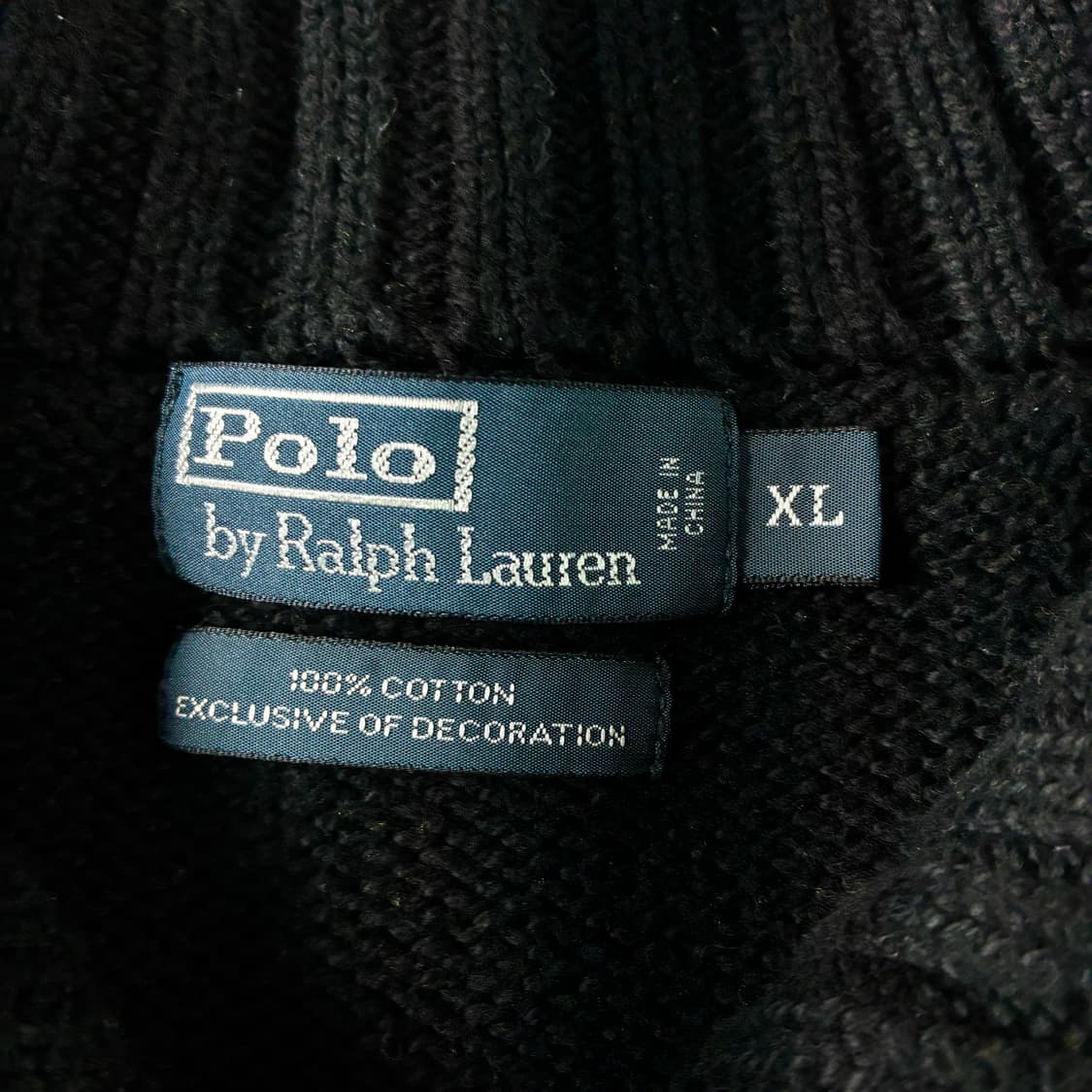 Polo  폴로 랄프로렌 자수 코튼 블랙 반집업 니트  상품이미지5