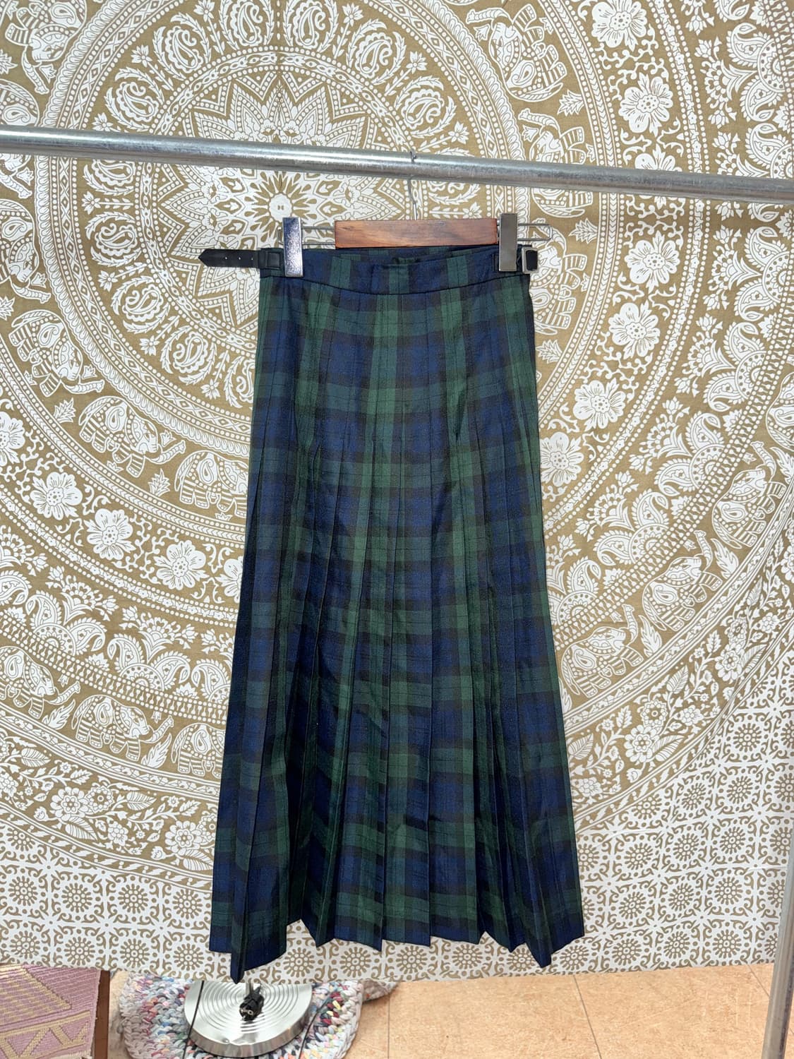 빈티지 여성 체크 벨티드 롱 랩 스커트  상품이미지5