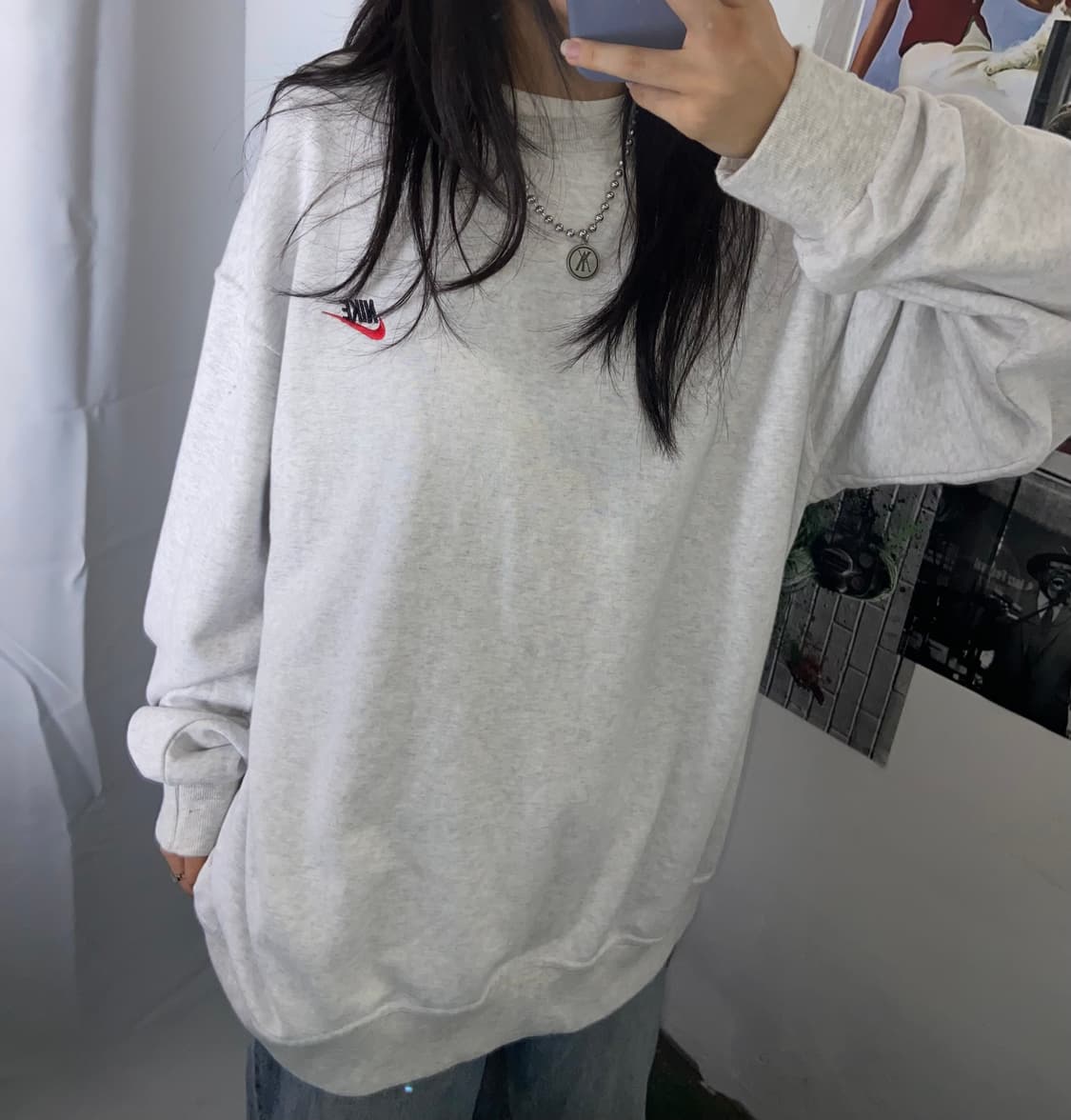 나이키 멜란지 로고 자수 맨투맨  XL  상품이미지1