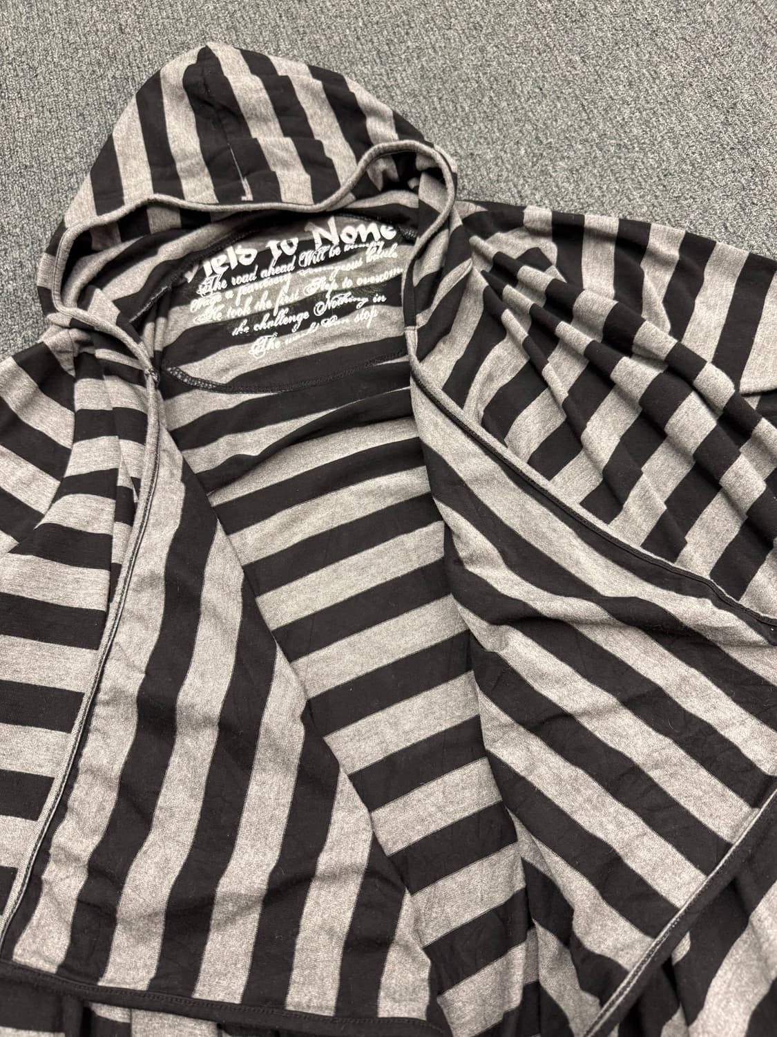 L)Japanese vintage 여성 스트라이프 후드 가디건 상품이미지3