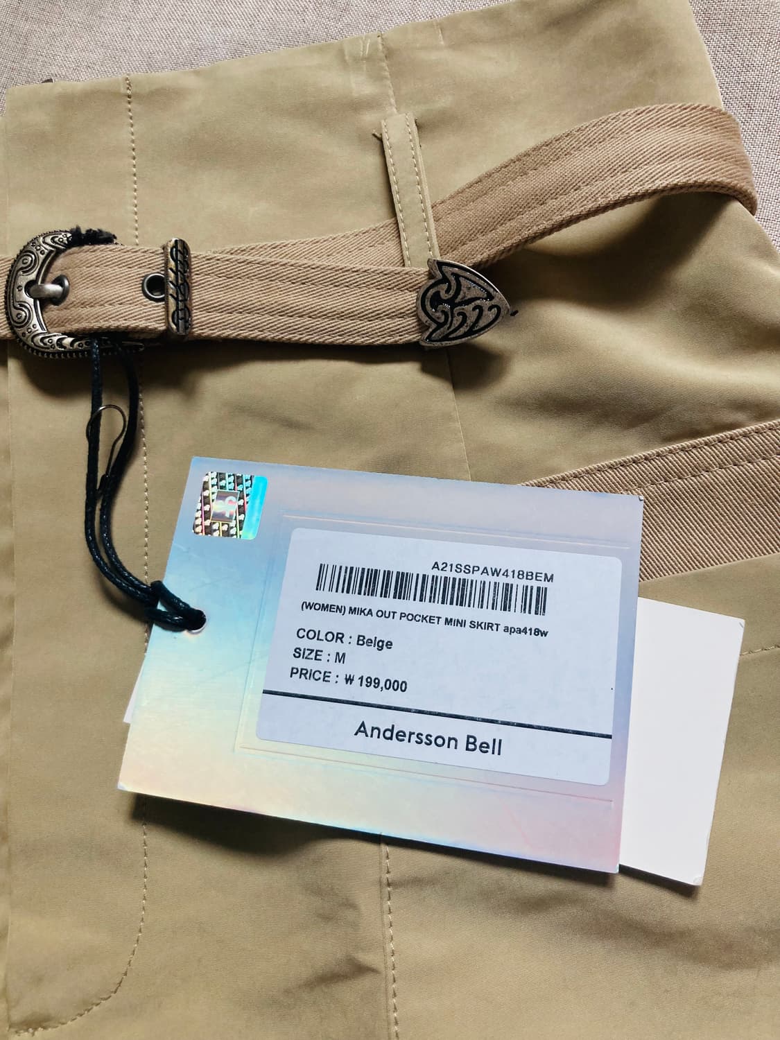 앤더슨벨 미카 아웃포켓 미니 스커트 베이지 상품이미지5