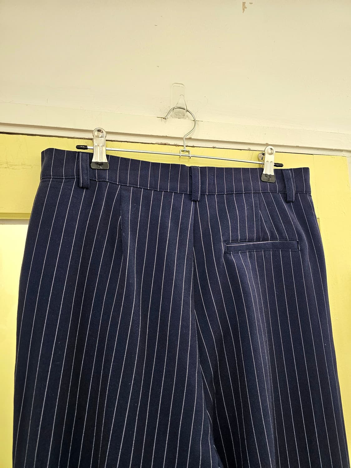 Japan 네이비 스트라이프 핀턱 와이드슬랙스 상품이미지5