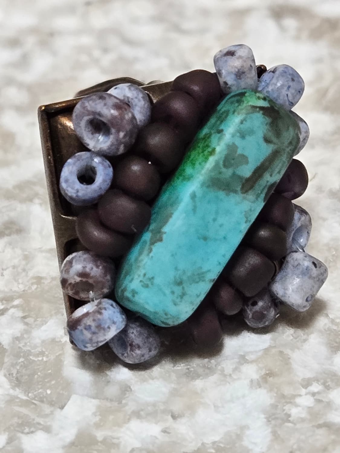 빈티지 터키석 컬러 비즈 클립형 이어링 핸드메이드 감성 상품이미지3