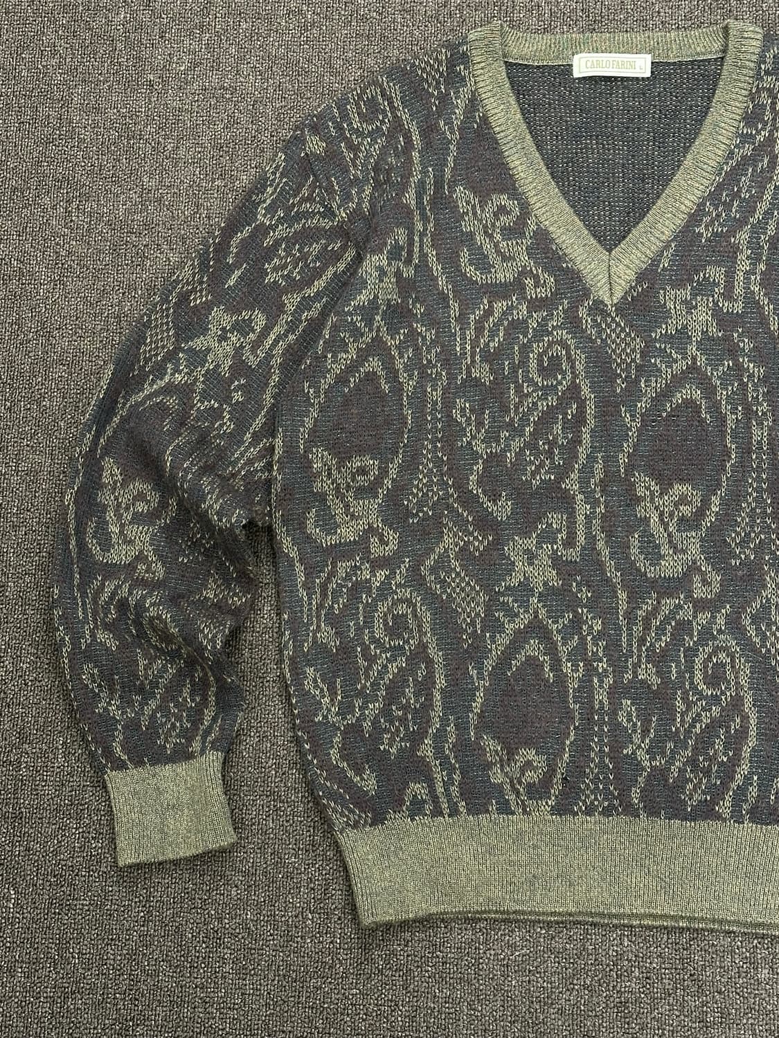 L)Japanese vintage 패턴 브이넥 니트 스웨터 상품이미지2