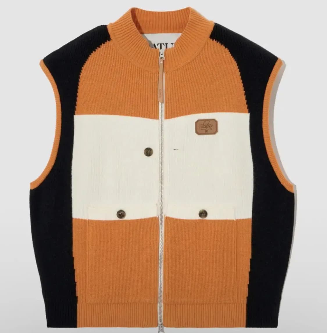 세터 백 로고 니트 베스트 집업 레트로 오렌지 L 상품이미지1