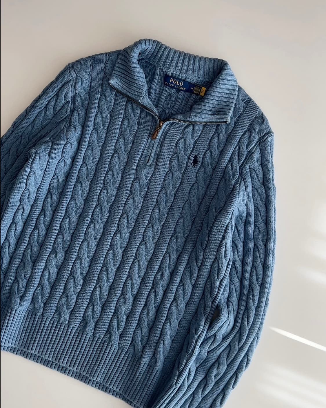폴로 랄프로렌 꽈배기 하프집업 니트 m 상품이미지3