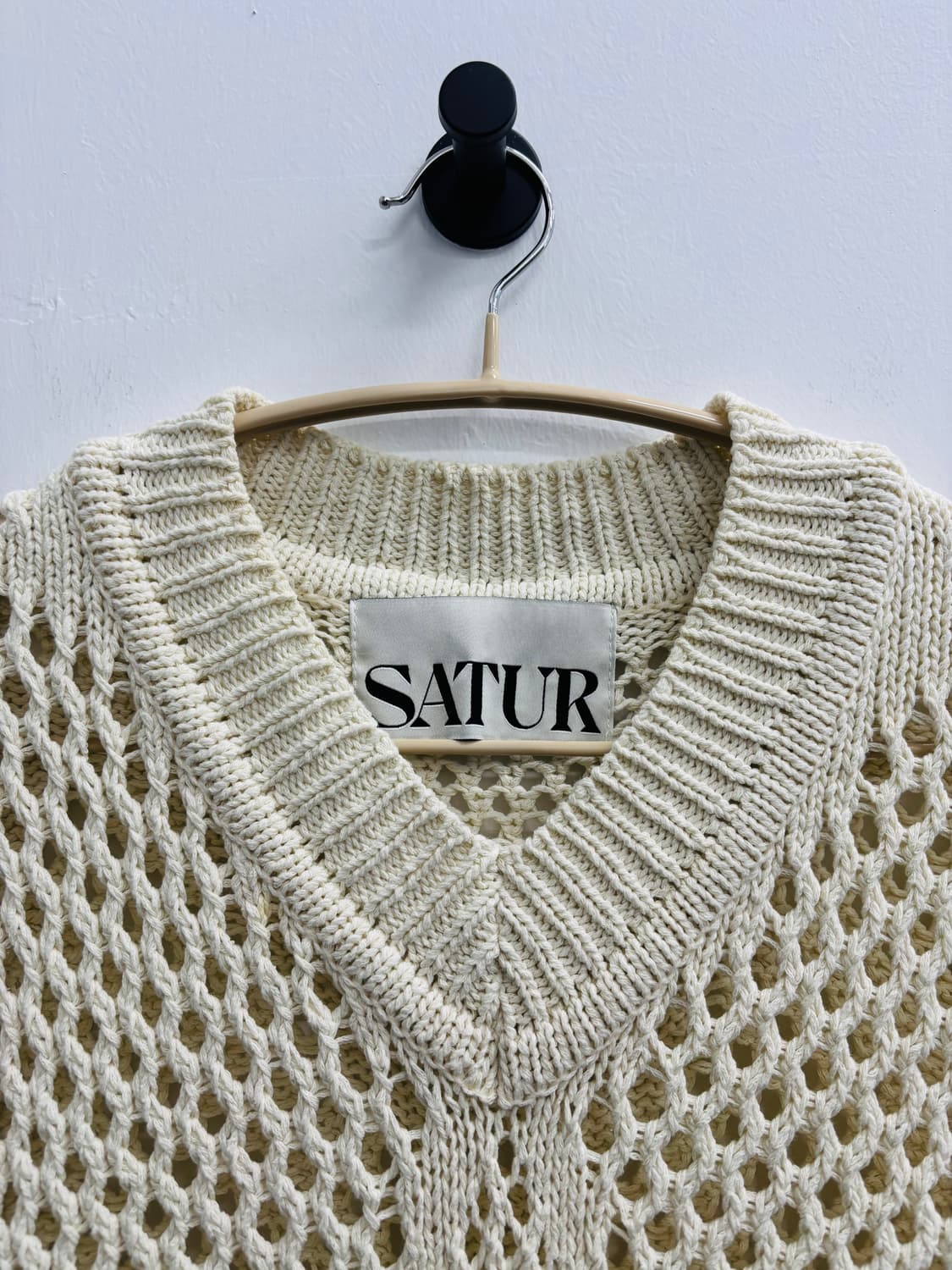 세터 (SATUR) 피셔맨 다이아몬드 그물 니트 베스트 상품이미지2