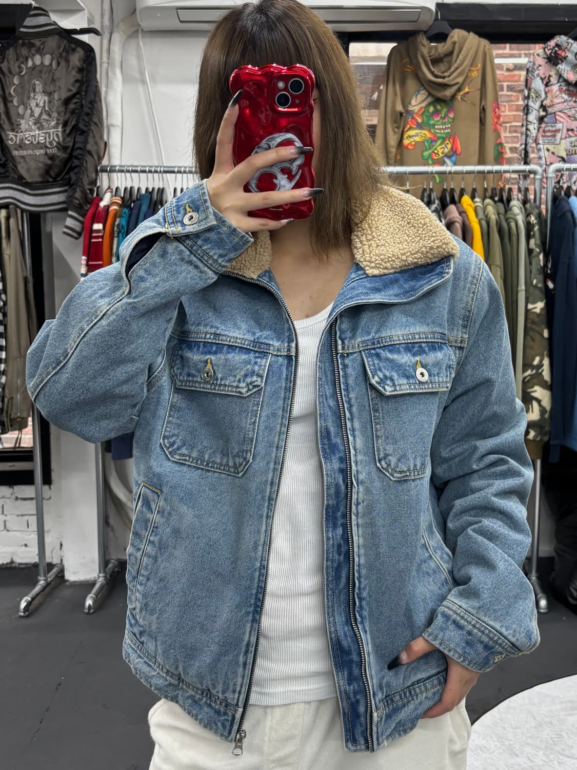 MNG 쉐르파 하이넥 데님자켓 상품이미지1