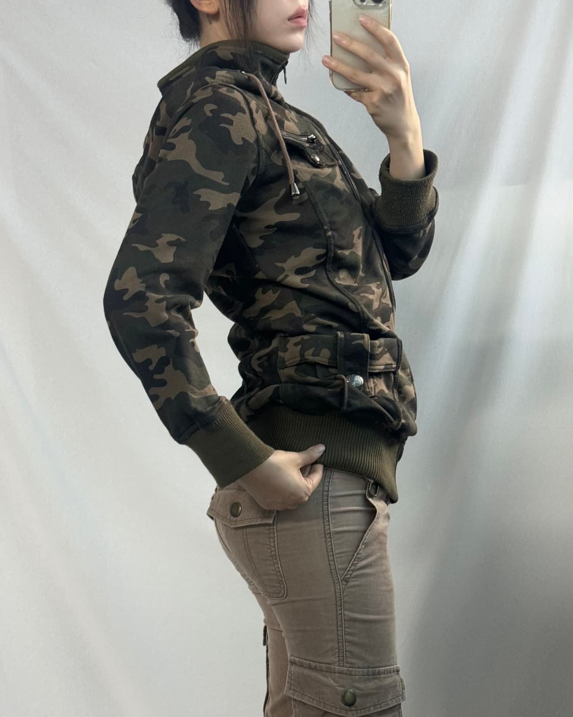 카모 패턴 와이투케이 후디드 집업 상품이미지4