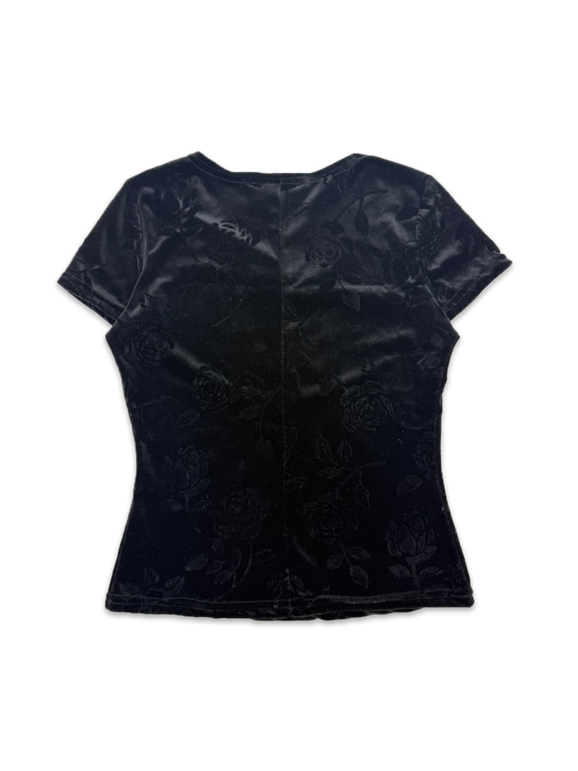 빈티지 블랙 벨벳 로즈 반팔티 상품이미지5