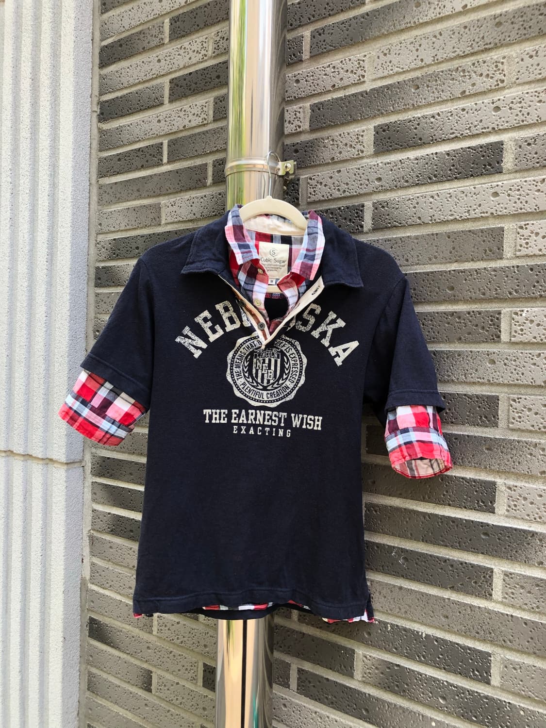 plaid shirt layered polo tee 상품이미지2