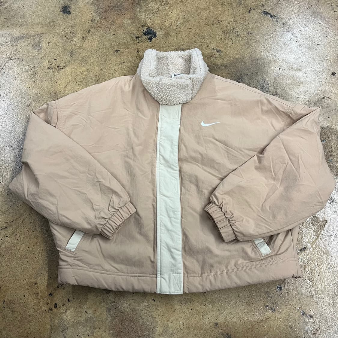 [정품/L] 나이키 뽀글이 카라 웜업 자켓 베이지 b16 상품이미지2