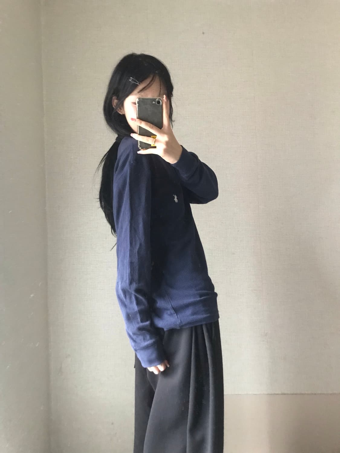 폴로 네이비 와플 롱슬리브 상품이미지3