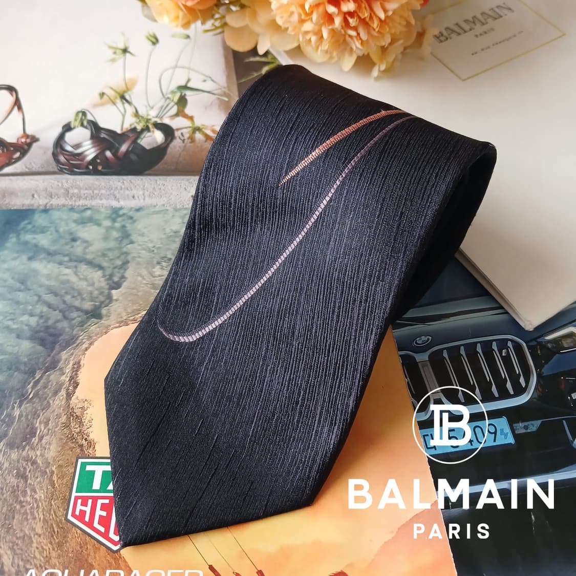 발망 실크 다크 퍼플 넥타이 8.9cm A+등급 A19634 상품이미지2