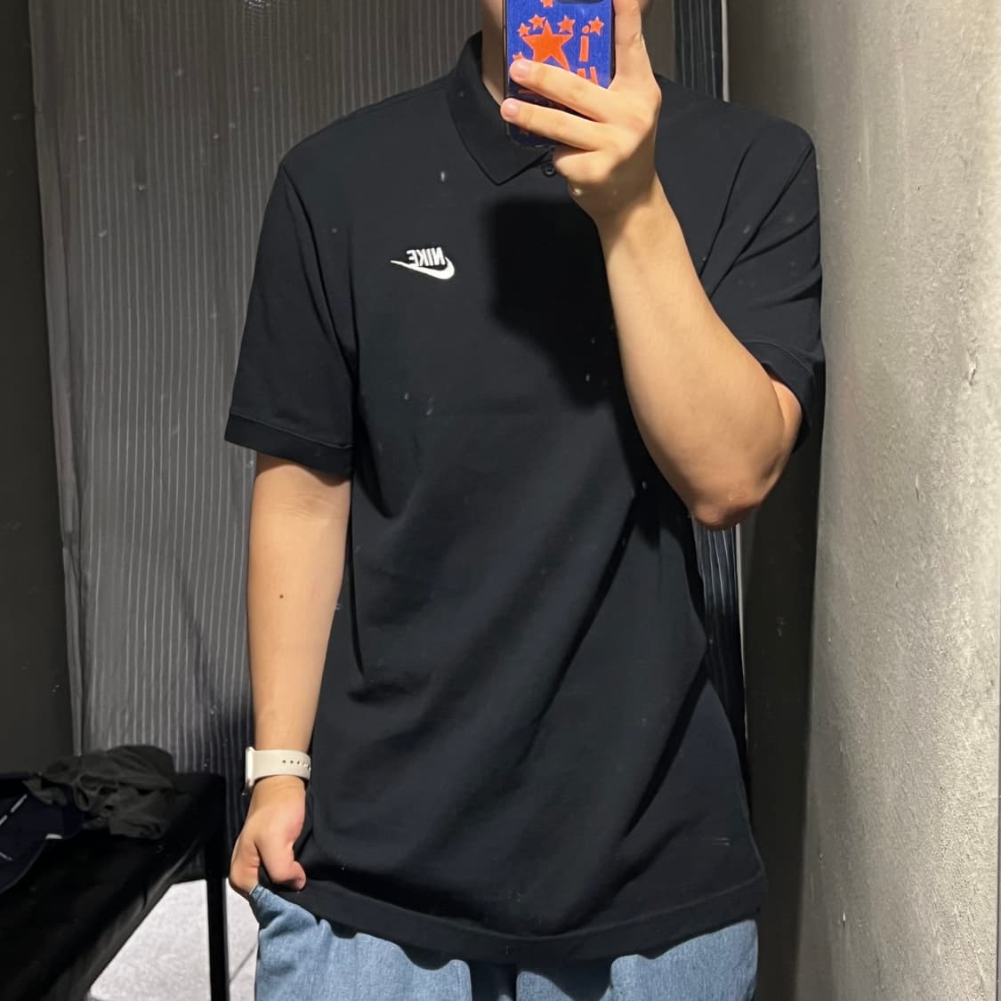 나이키 블랙 화이트 퓨추라로고 자수 심플 PK 피케 카라넥 반팔 티셔츠 상품이미지2