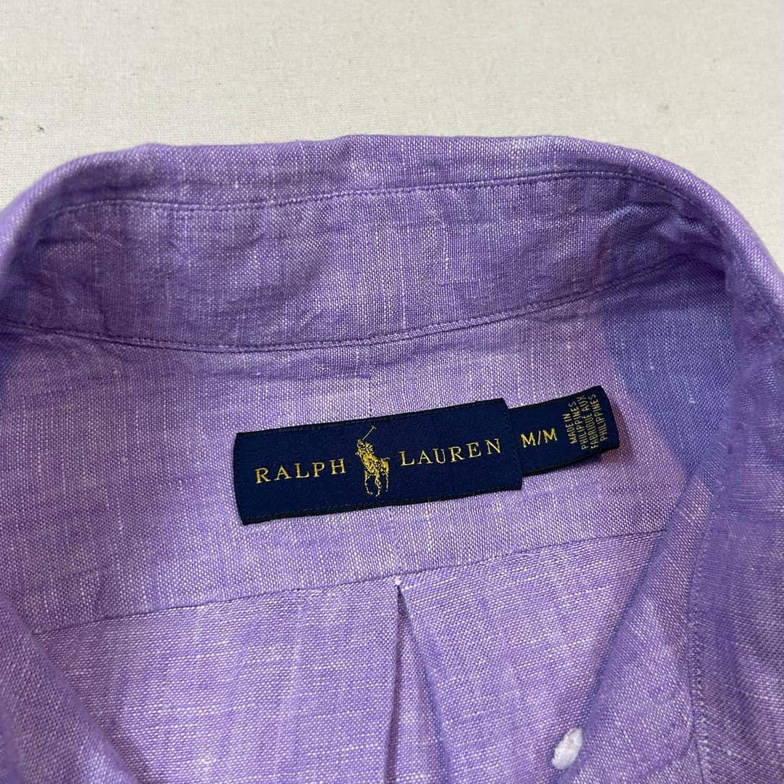 M) 폴로 랄프로렌 클래식 퍼플 보라색 린넨 셔츠 상품이미지7