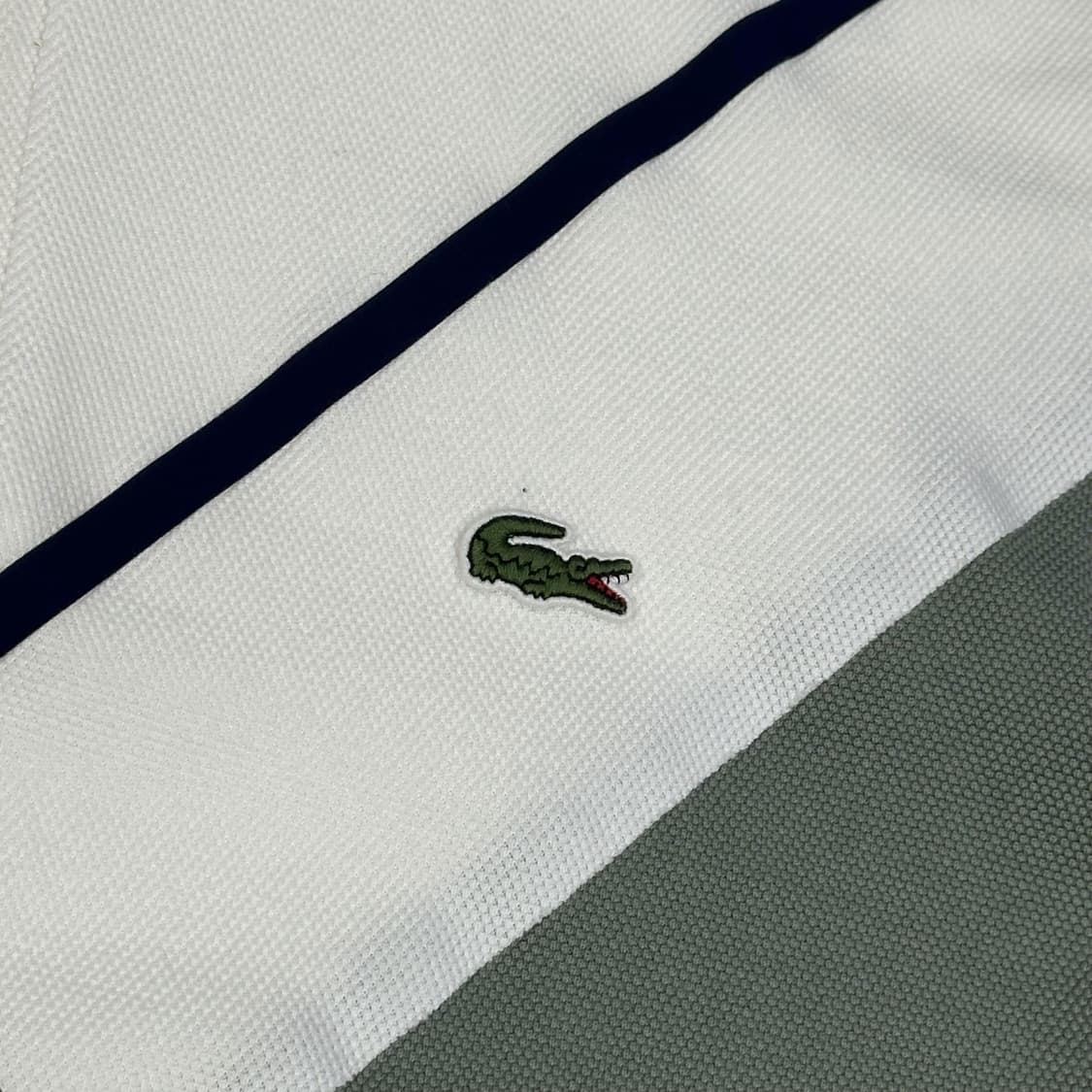 라코스테 크록 카키 화이트 카라 긴팔티셔츠 (XL) 상품이미지3