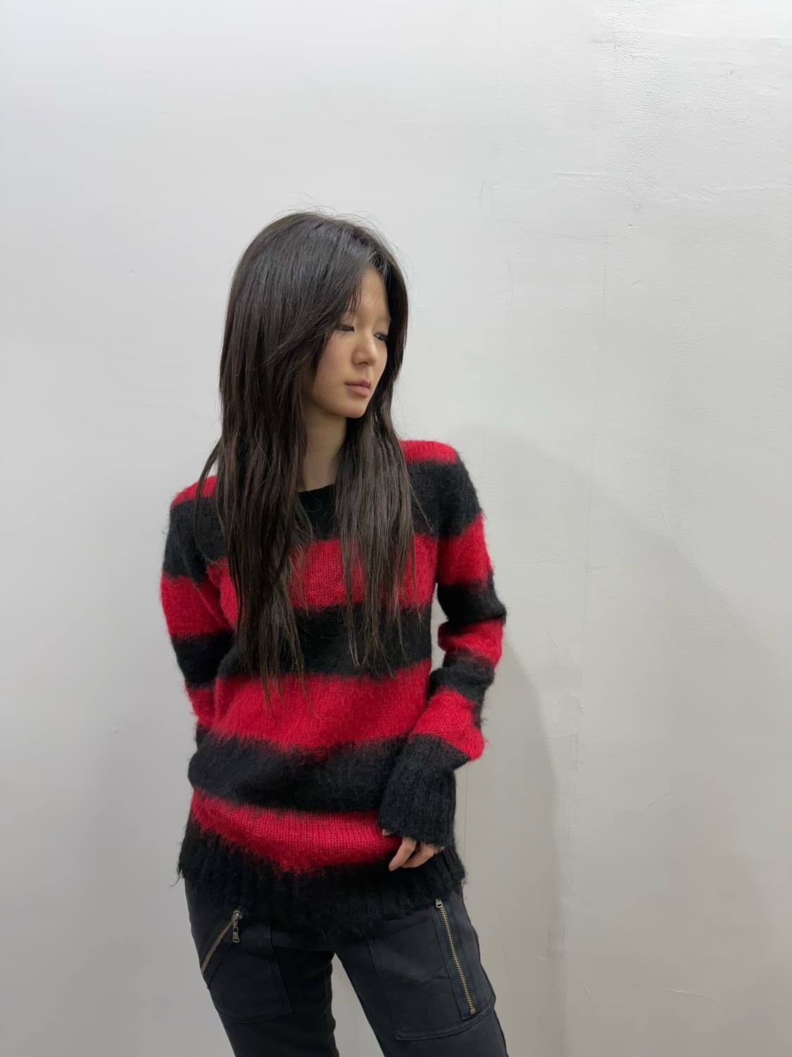 블랙피스나우 버터플라이 패치 스트라이프 니트 상품이미지3