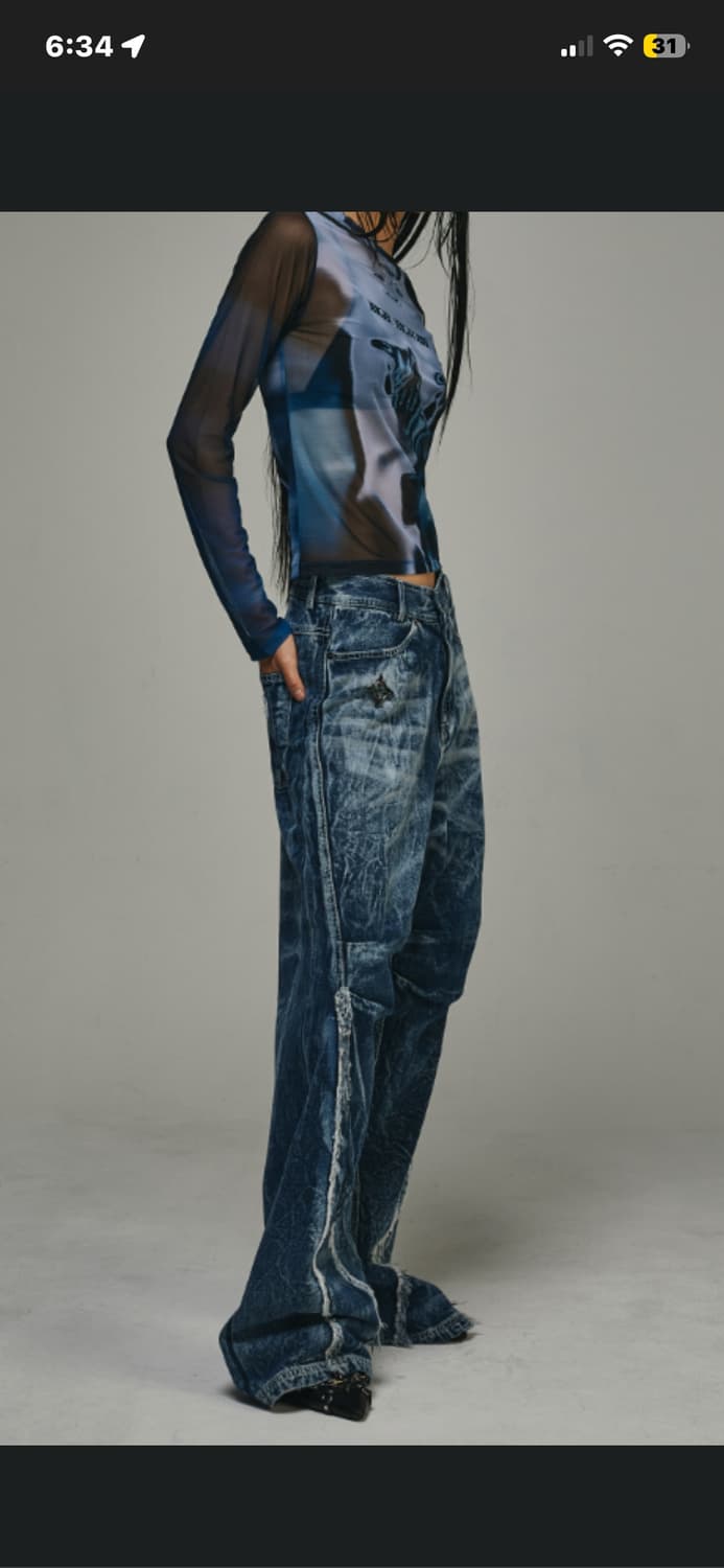 blr 커브드 절개 데님팬츠 상품이미지4