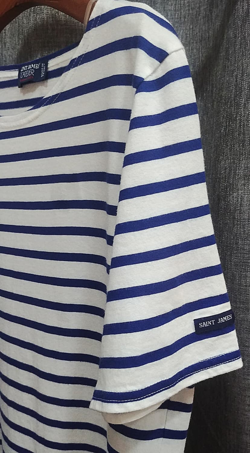 세인트제임스 레반트 모던 스트라이프 반팔 (화이트/블루, 여성 M) 상품이미지7