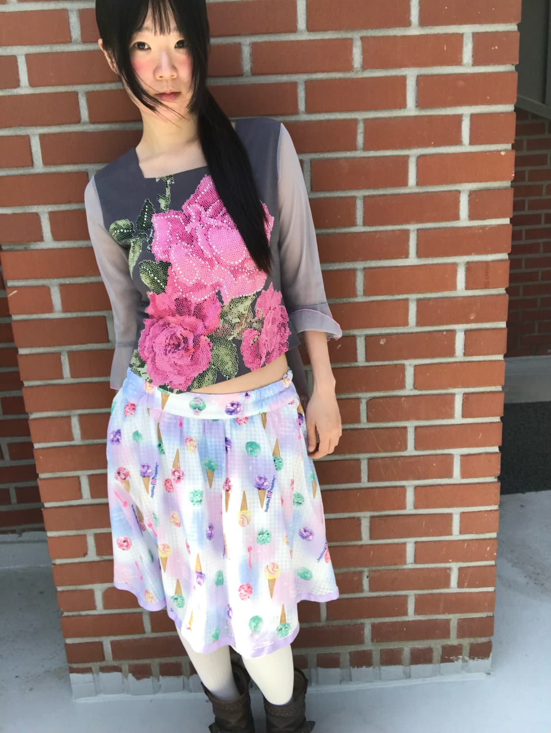 vintage flower pattern mesh top 상품이미지7