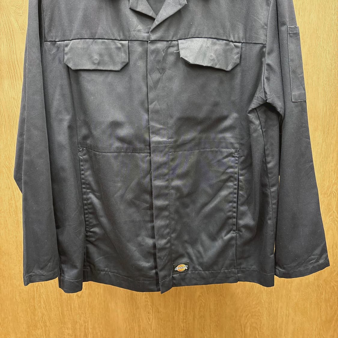 디키즈 워크 자켓 히든 집업 하단 로고 패치 디테일 레귤러핏 네이비 상품이미지5